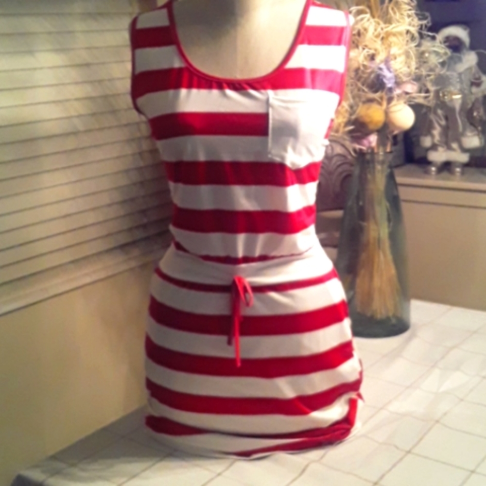 COPY - Red&white skirt one piece ,sleeveless
